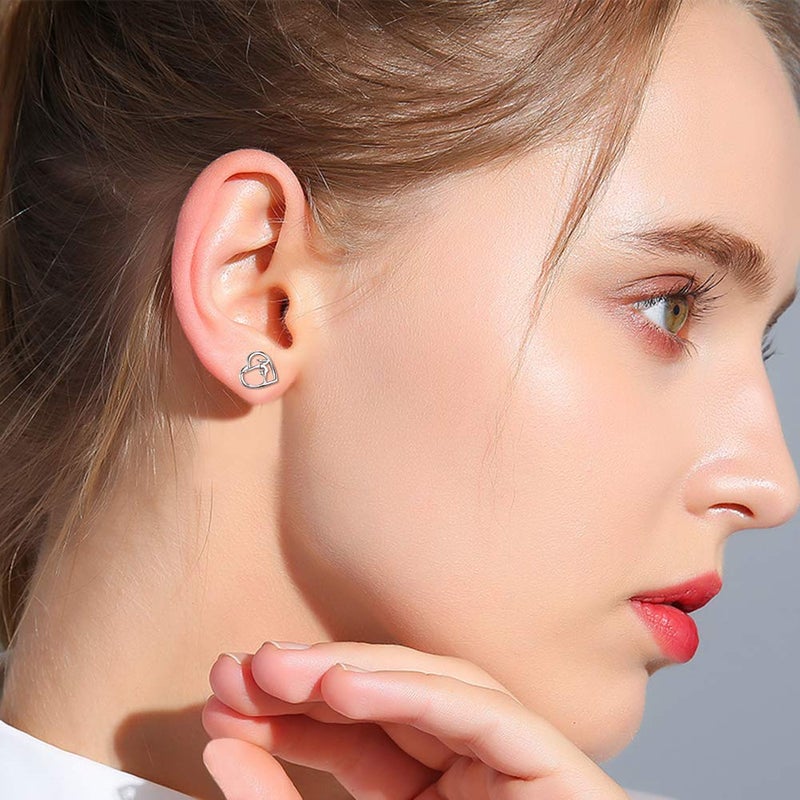 DAOCHONG S925 Sterling Silver Gymnastics Sport Love Heart Charm Stud Earrings Inspirational Jewelry Gifts for Womenï¼ŒGymnasts, Coaches - Image 2